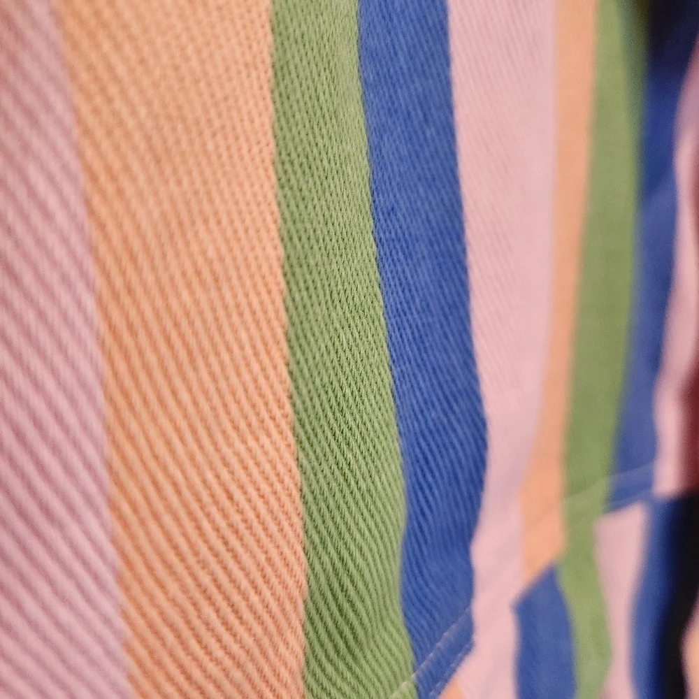 DAISY STREET CROPPED MULTI COLOR STRIPE ALL COTTON TRUCKER JACKET SIZE MEDIUM - Picture 7 of 12